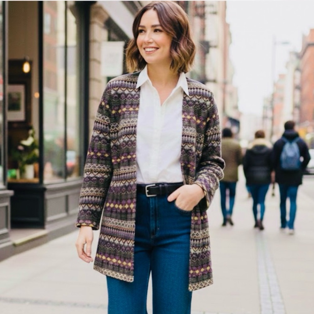 Vintage Multicolor Patterned Cardigan - Picture 1 of 9